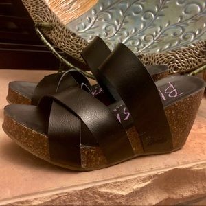 Blowfish black leather slip on 7.5 sandals